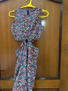 Floral Print Cut-Out Dress
