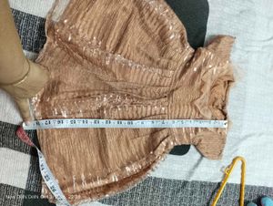 Peach Salwar Pants and frock of Sequins