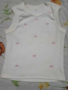 White Ribbed Tank Top with Bows