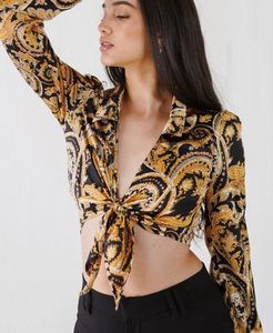 Nefs Finds paisley Print Tie-Front Crop Top