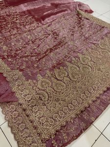 Exquisite Embroidered Silk Saree with stitched blo