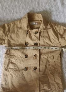 Tan Trench Coat with Plaid Accents