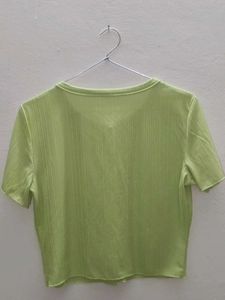 Lime Green Button-Up Crop Top