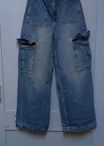 Rusted Blue cargo denim , high waisted