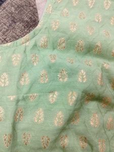 Light Green Blouse with Gold Print