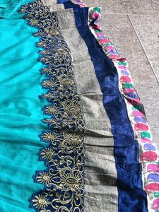 Teal Embroidered Anarkali Suit