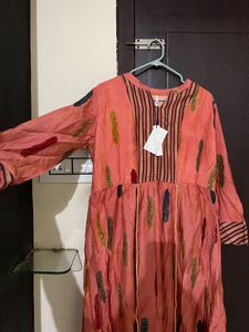 Beautiful Peach Feather Print Kurta