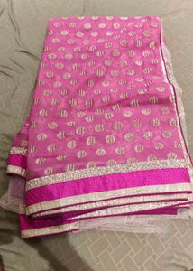 Pink &amp; Silver Embellished Lehenga Set