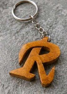 Wooden Alphabet 'R' Keychain