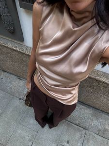 ⚜️Chic Taupe Silk Blouson Top ⚜️