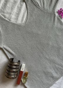 Silver Knit Top