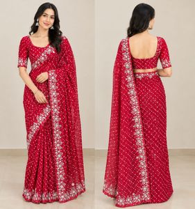 Stunning Red Embellished Saree