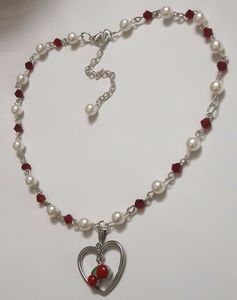 Elegant Cherry Pearl Necklace Handmade