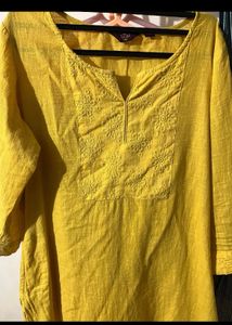 Mustard Straight Fit Kurta