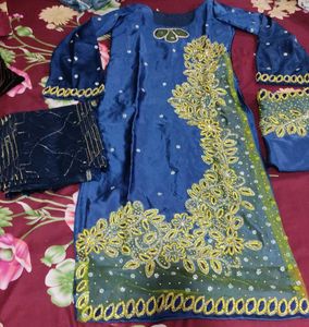 Embellished Blue Kurta Set