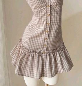 y2k Cute Plaid Strapless Mini Dress