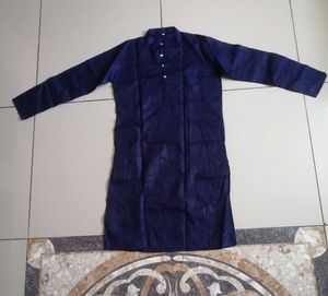 Elegant Navy Blue Cotton Silk Kurta