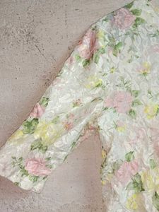 Floral Textured Short Sleeve Top