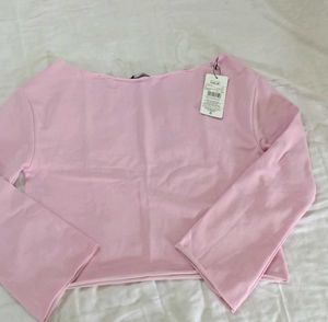 Pink Long Sleeve Flared Top