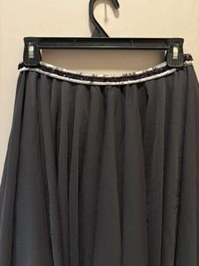 Chic Grey Skirt with Embellished Waistband