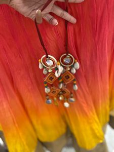 Orange Silk Blouse with Gold Trim