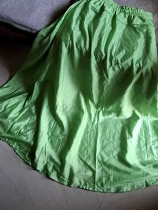 Vibrant Green silk Flowy Ethnic Skirt.