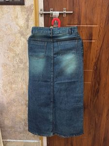 Blue Denim Midi Skirt