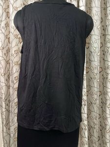 Black Lace Yoke Sleeveless Top