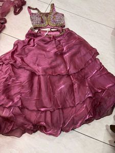 purple lengha with heavy blouse and dupatta