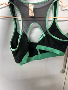 Black Sports Bra with Mint Trim