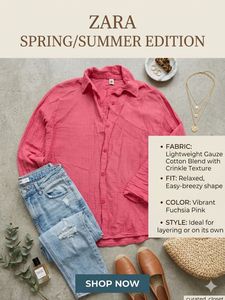 Zara Lightweight Gauze Pink Blouse