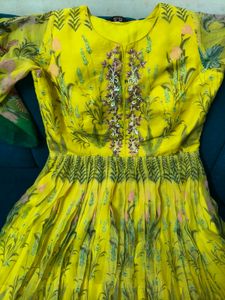 Beautiful Yellow Floral Gown(size-L)