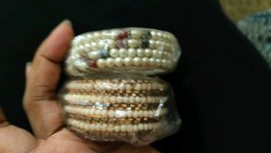 Elegant Beaded &amp; Pearl Bangles Set