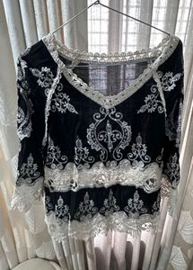 Elegant Black &amp; White Lace Top