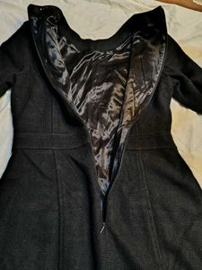 Chic Black Tweed Dress with Gold Buttons