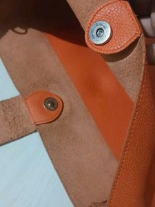 Vera Pelle Italy Orange Leather Crossbody Bag
