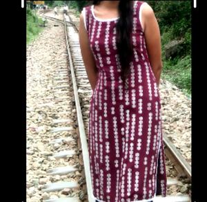 Maroon Printed Kurta