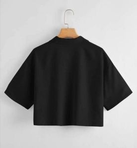 Stylish Black Cropped Collared Shirt