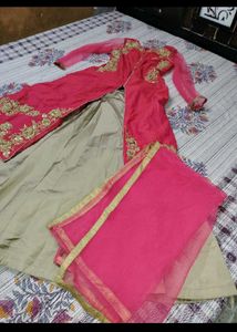 Stunning Pink and Beige Embroidered Lehenga
