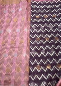 Chic Chevron & Polka Dot Fabric Saree