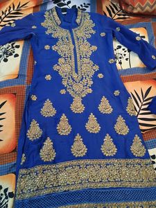 Royal Blue Embroidered Kurta Hardly wored