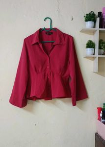 Chic Red Peplum Top