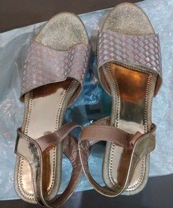 Sparkly Gold Wedge Heel Sandals