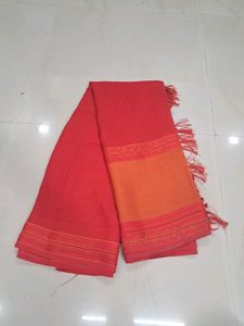 Red Saree with Orange Border