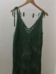 Stappy Openwork Sea Green Sheer Crochet Maxi Dress