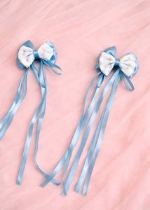 Cute Blue Polka Dot Bow Hair Clips
