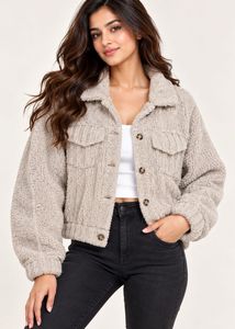 SHEIN Cozy Fuzzy Button-Up Jacket