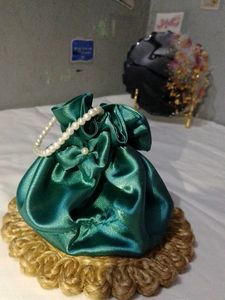 Elegant Emerald Green Satin Pouch