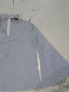 Striped Bell Sleeve Blouse