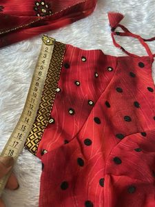 Embellished Red Saree(FIXED) buy1get1